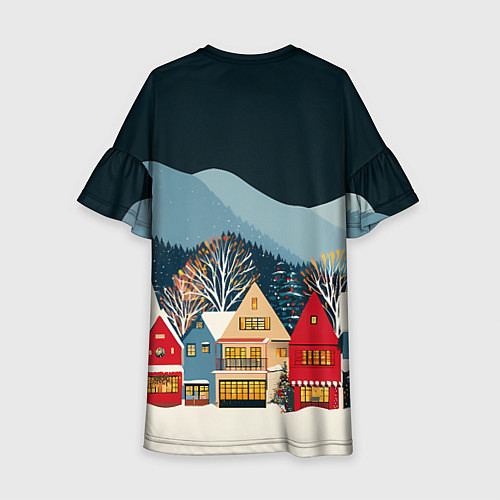 Детское платье Новогодний городок в горах / 3D-принт – фото 2