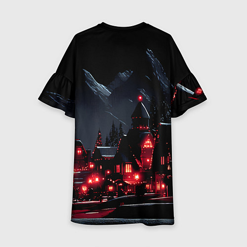 Детское платье Новогодняя ночь и красные гирлянды / 3D-принт – фото 2