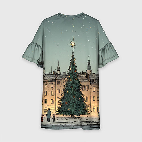 Детское платье Новогодняя елка во дворе / 3D-принт – фото 2