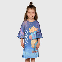 Платье клеш для девочки Милая лошадка 2026, цвет: 3D-принт — фото 2