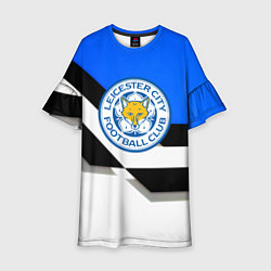 Платье клеш для девочки Лестер сити геометрия полосы, цвет: 3D-принт