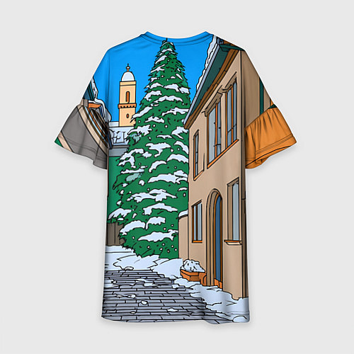 Детское платье Новогодняя мультяшная улица / 3D-принт – фото 2