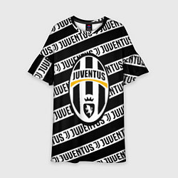 Платье клеш для девочки Ювентус полосы линии спорт, цвет: 3D-принт
