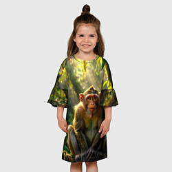 Платье клеш для девочки Лесная обезьянка, цвет: 3D-принт — фото 2