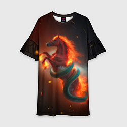 Детское платье Смена зелёной змеи на красную огненную лошадь