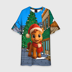 Детское платье Новогодняя лошадка и елка