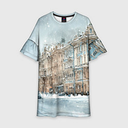 Платье клеш для девочки Снежный день в Санкт-Петербурге, цвет: 3D-принт