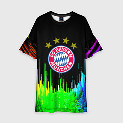 Платье клеш для девочки Бавария Мюнхен неон градиент, цвет: 3D-принт