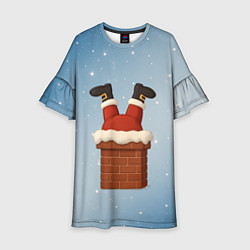 Платье клеш для девочки Санта торчит из трубы, цвет: 3D-принт