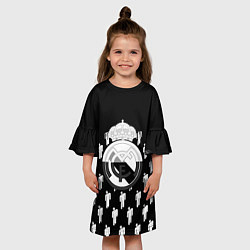 Платье клеш для девочки Реал Мадрид люди краски, цвет: 3D-принт — фото 2