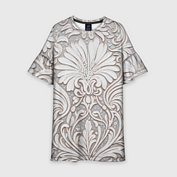 Платье клеш для девочки Вензельные цветы, цвет: 3D-принт