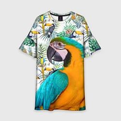 Платье клеш для девочки Летний попугай, цвет: 3D-принт