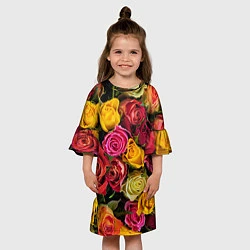 Платье клеш для девочки Ассорти из роз, цвет: 3D-принт — фото 2