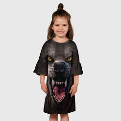 Платье клеш для девочки Волчий рык, цвет: 3D-принт — фото 2
