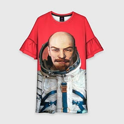 Платье клеш для девочки Ленин космонавт, цвет: 3D-принт