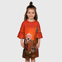 Платье клеш для девочки Скелет с гитарой, цвет: 3D-принт — фото 2