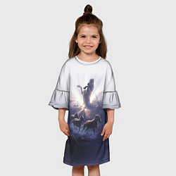 Платье клеш для девочки Небесные лошади, цвет: 3D-принт — фото 2