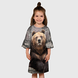 Платье клеш для девочки Русский медведь, цвет: 3D-принт — фото 2