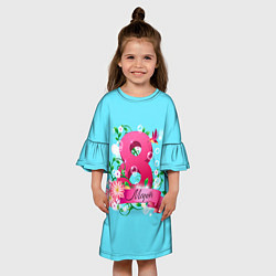 Платье клеш для девочки Восьмерка и колибри, цвет: 3D-принт — фото 2