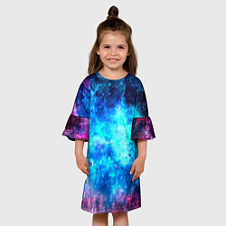 Платье клеш для девочки Голубая вселенная, цвет: 3D-принт — фото 2