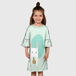 Платье клеш для девочки Пасхальная зайка, цвет: 3D-принт — фото 2
