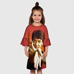 Платье клеш для девочки Джеки Чан ставит блок, цвет: 3D-принт — фото 2