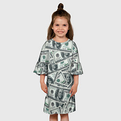 Платье клеш для девочки Банкноты, цвет: 3D-принт — фото 2