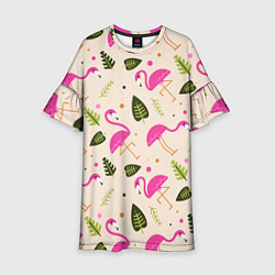 Платье клеш для девочки Нежный фламинго, цвет: 3D-принт
