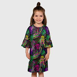 Платье клеш для девочки Черепки, цвет: 3D-принт — фото 2