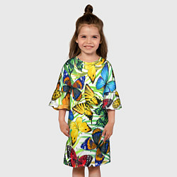 Платье клеш для девочки Тропические бабочки, цвет: 3D-принт — фото 2