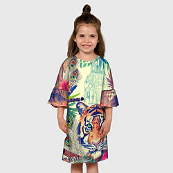 Платье клеш для девочки Индийский тигр, цвет: 3D-принт — фото 2
