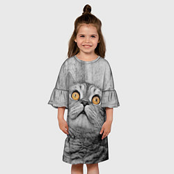 Платье клеш для девочки Взгляд котика, цвет: 3D-принт — фото 2