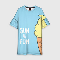 Платье клеш для девочки Sun & Fun, цвет: 3D-принт