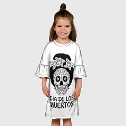 Платье клеш для девочки День мертвецов, цвет: 3D-принт — фото 2