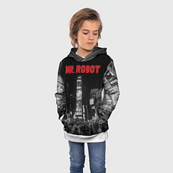 Толстовка-худи детская Mr. Robot City, цвет: 3D-белый — фото 2