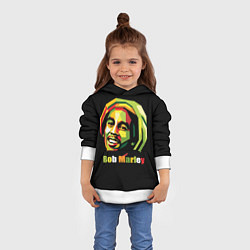 Толстовка-худи детская Bob Marley Smile, цвет: 3D-белый — фото 2