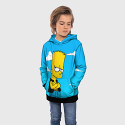 Толстовка-худи детская Задумчивый Барт, цвет: 3D-черный — фото 2