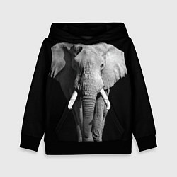 Толстовка-худи детская Старый слон, цвет: 3D-черный
