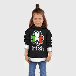 Толстовка-худи детская Irish - tricolor clover, цвет: 3D-белый — фото 2