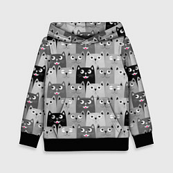Толстовка-худи детская Котейки, цвет: 3D-черный