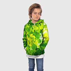 Толстовка-худи детская Зелёные листья, цвет: 3D-белый — фото 2