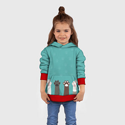 Толстовка-худи детская Лапки котеек, цвет: 3D-красный — фото 2