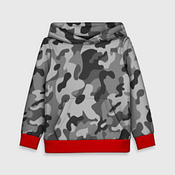 Толстовка-худи детская Ночной Камуфляж 1, цвет: 3D-красный