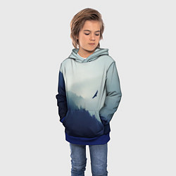 Толстовка-худи детская Орел над Лесом, цвет: 3D-синий — фото 2