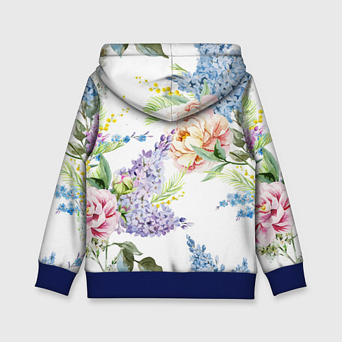 Детская толстовка Сирень и Пионы / 3D-Синий – фото 2