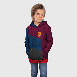 Толстовка-худи детская FC Barcelona: Dark polygons, цвет: 3D-красный — фото 2