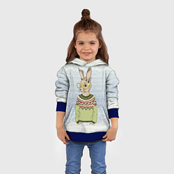 Толстовка-худи детская Кролик хипстер, цвет: 3D-синий — фото 2