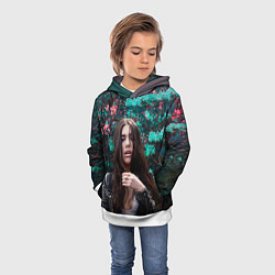 Толстовка-худи детская Dua Lipa: Floral, цвет: 3D-белый — фото 2