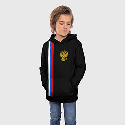 Толстовка-худи детская Россия: Линия триколор, цвет: 3D-черный — фото 2