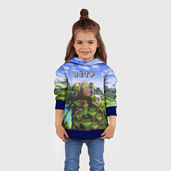 Толстовка-худи детская Майнкрафт: Пётр, цвет: 3D-синий — фото 2